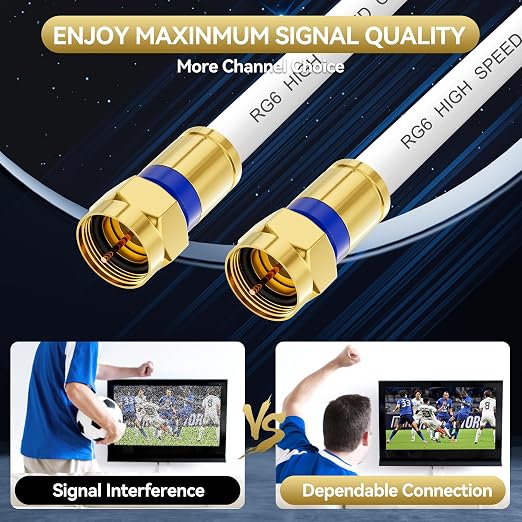 Coaxial Cable 3ft/6ft/10ft/15ft/25ft/50ft/60ft/75ft/100ft, RG6 Coax Cable - Image 2