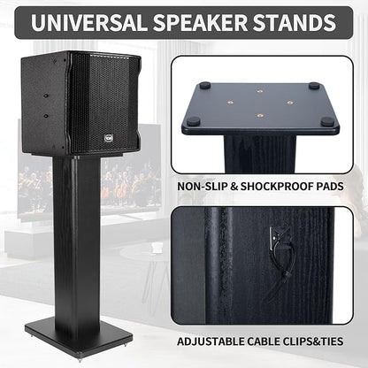 24 Inch Speaker Stands Wood Grain Universal Floor Speaker Stands Pair Heavy - Image 6