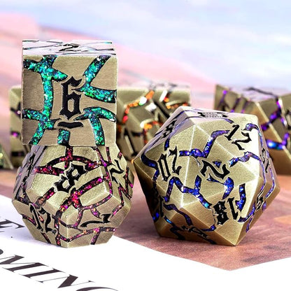 Metal DND Dice Set, Glitter Crack Dice Set - Image 4
