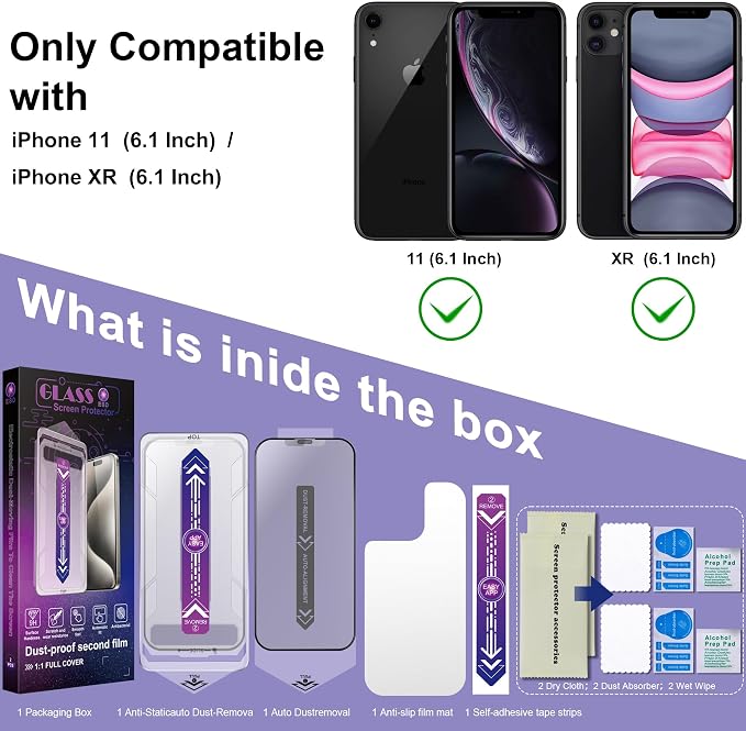 2 Pack Matte Screen Protector for iPhone 11/iPhone XR, 9H Tempered Glass - Image 7