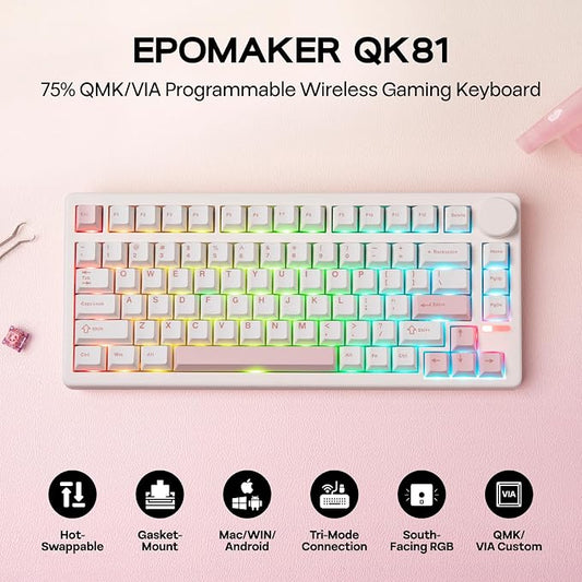 EPOMAKER QK81 75% Wireless Mechanical Gaming Keyboard, QMK/VIA Programmable and - Image 2