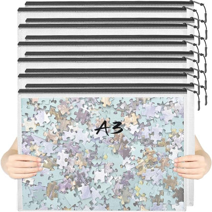 12pcs Mesh Zipper Pouch Puzzle Storage Bags A3 17x12 Inches Large File Bags by YOPCDJ
