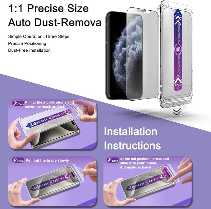 2 Pack Matte Screen Protector for iPhone X/iPhone XS/iPhone 11 Pro, 9H Tempered - Image 3