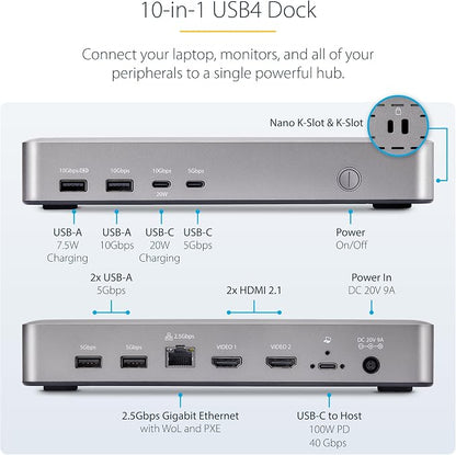 StarTech.com USB-C Docking Station, 40Gbps Data Transfer, 2.5Gb Ethernet - Image 3
