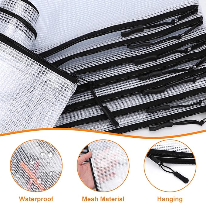 20pcs Plastic Mesh Zipper Pouch Bags, A3 17x12 Inches Extra Large Zipper Bags - Image 3