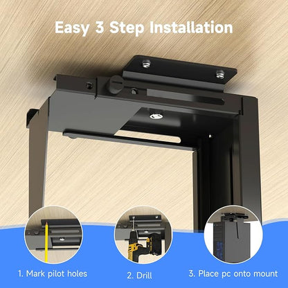 Suptek Adjustable Under Desk and Wall PC Mount, 3.94 to 11.61 inch Wide - Image 7