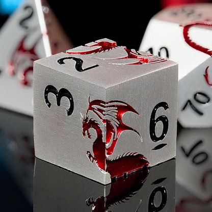 Metal Dice Set D&D, HNCCESG Polyhedral Dice 7 Piece Dice Dragon Metallic DND - Image 2
