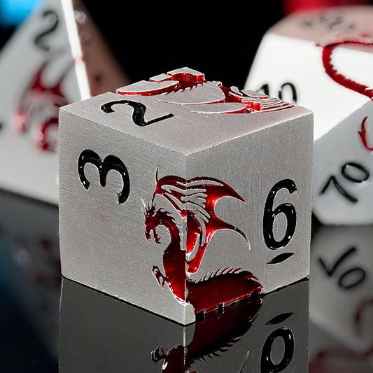 Metal Dice Set D&D, HNCCESG Polyhedral Dice 7 Piece Dice Dragon Metallic DND - Image 2
