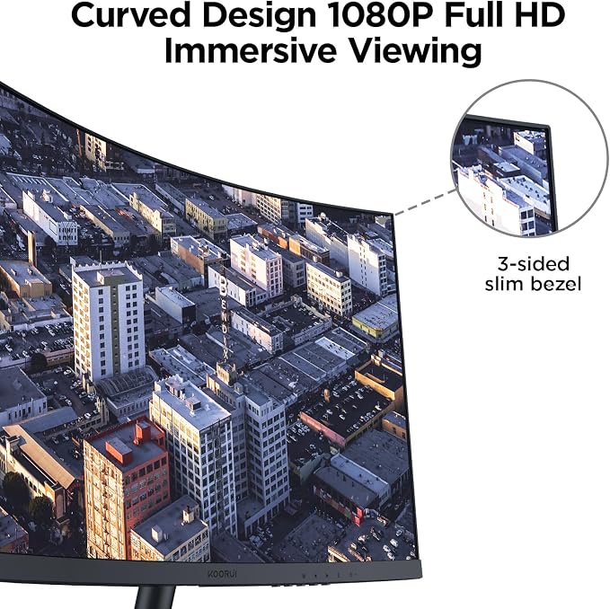 KOORUI 27 Inch Curved Monitor FHD 1080P 75Hz Computer Monitors PC Screen - Image 6