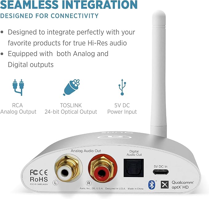 Auris Blume HD Long Range Bluetooth 5.3 Music Receiver Hi-Fi Audio Adapter - Image 7