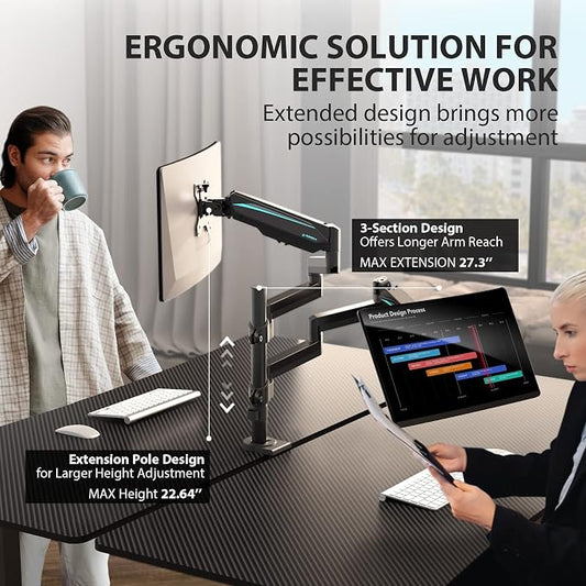 EUREKA ERGONOMIC Dual Monitor Stand, Fully Adjustable Gas Spring Double Monitor - Image 2