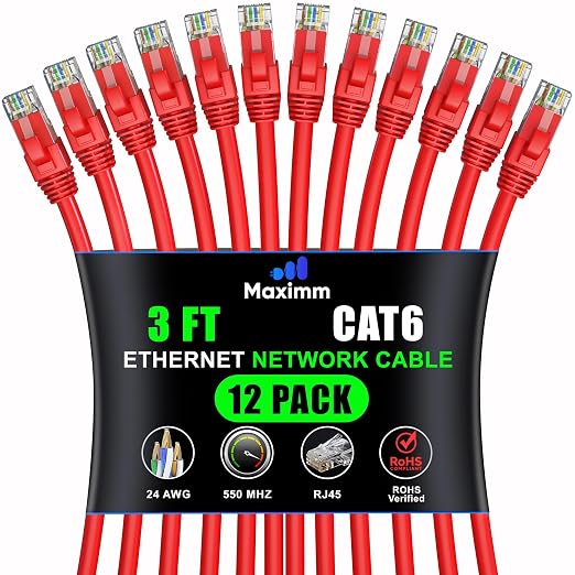 Maximm Cat 6 Ethernet Cable 3 Ft by MaximmCable