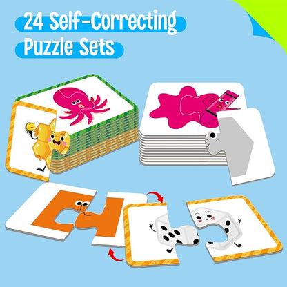 24 Set Color & Shape Puzzles, Self-Correcting Puzzle Matching Game Educational - Image 2