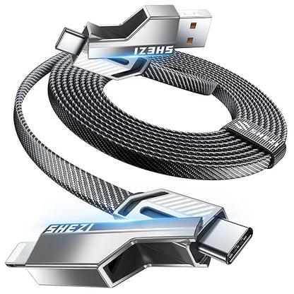 4-in-1 USB C Cable 45W 3FT Lightning Cable Fast Charging Flat Nylon Braided - Image 8