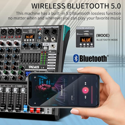 Audio Mixer, TKLBLS Professional 8 Channel DJ Mixer Board - Image 2