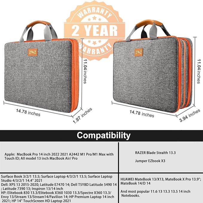 ZINZ Slim Expandable 13 13.3 13.6 14 Laptop Case Sleeve Compatible - Image 2