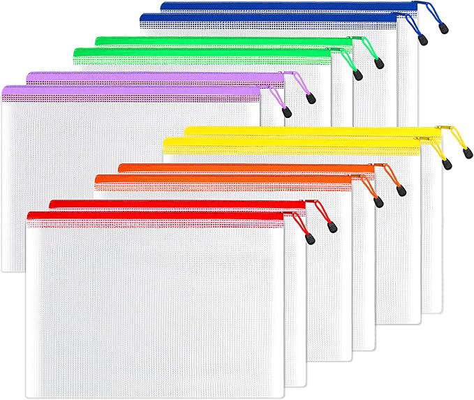 SUNEE 12pcs Mesh Zipper Pouch 11x16, Large Storage Bags by SUNEE