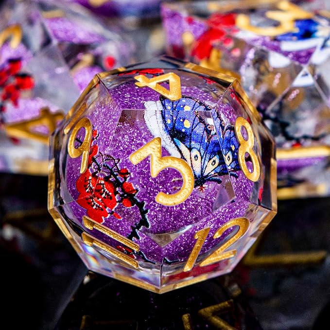 Butterfly DND Dice Purple Liquid Core Dice Set - Image 4