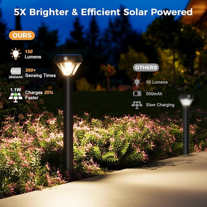 XMCOSY+ Smart Solar Pathway Lights, 150LM Motion Sensor Outdoor Lights - Image 2
