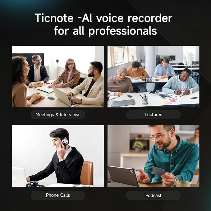 Mobvoi TicNote AI Voice Recorder 64GB Memory Note Recorder w/Case App Control - Image 5