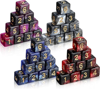Poen 40 Pcs 16mm Dice Set Bulk, 6 Sided Standard Colored Dices by Poen