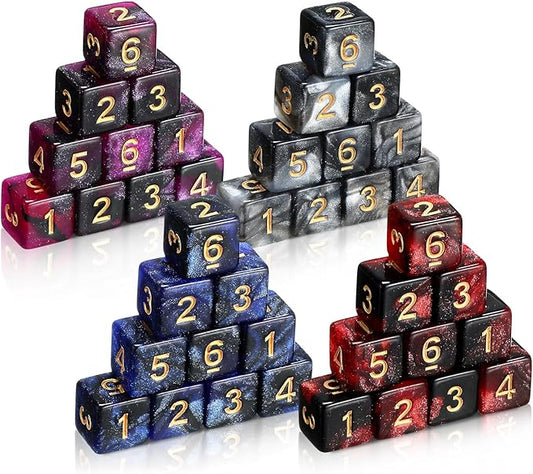 Poen 40 Pcs 16mm Dice Set Bulk, 6 Sided Standard Colored Dices by Poen