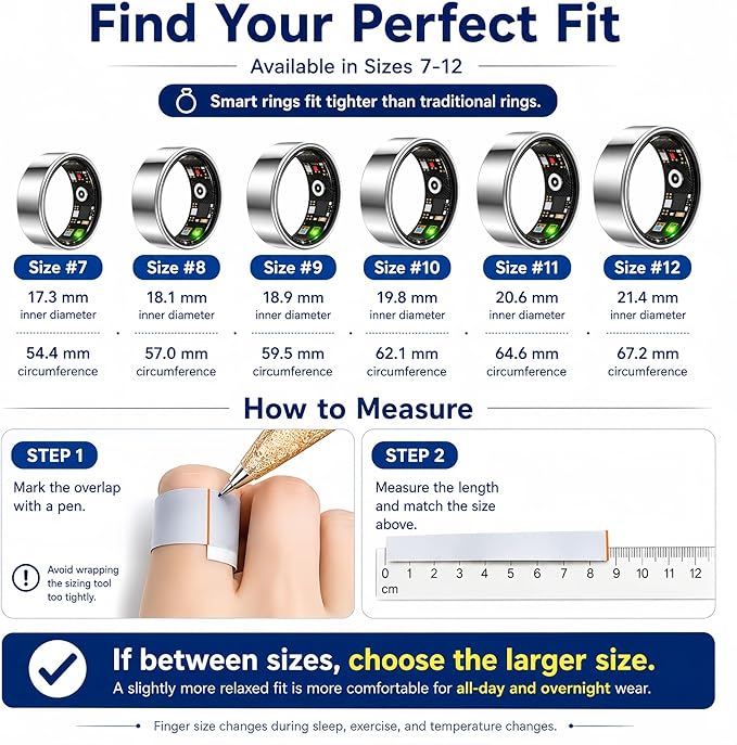 Smart Ring for Women Men, Sleep Tracking Wearable, Fitness Tracker Ring - Image 2
