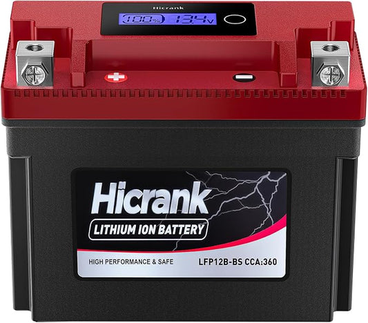 YT12B-BS Lithium 12V 6Ah 360CCA LiFePO4 Motorcycle Battery, Powersports Battery by HighCrankingPower
