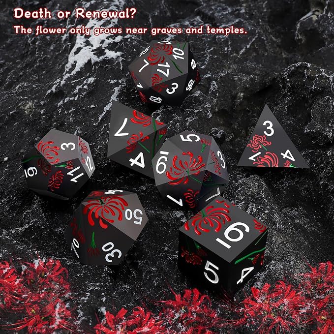 PJOY Metal Dice Set D&D Flower Dice Set DND Polyhedral Dice - Image 4
