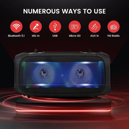 Pyle Wireless Portable Bluetooth Boombox Speaker - 120W Rechargeable Boom Box - Image 4