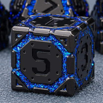 DND Metal Dice Set with Cracks, Polyhedral Dice - Image 2