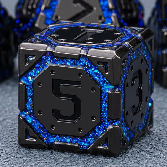 DND Metal Dice Set with Cracks, Polyhedral Dice - Image 2