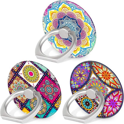 Bonoma Cell Phone Ring Holder Stand, 3 Pack Colorful Mandala 360 Rotation by Bonoma