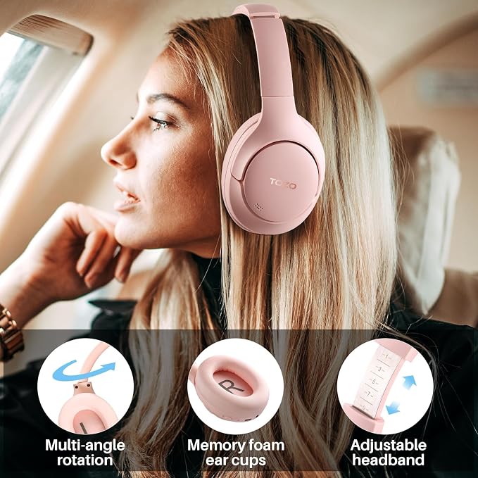 TOZO HT2 Hybrid Active Noise Cancelling Headphones, Wireless Over Ear Bluetooth - Image 7