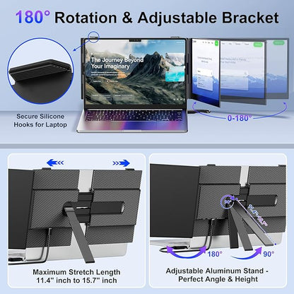 Laptop Screen Extender, Ultra-Thin 0.17" & 1.3lbs Lightweight, Plug & Play Dual - Image 6