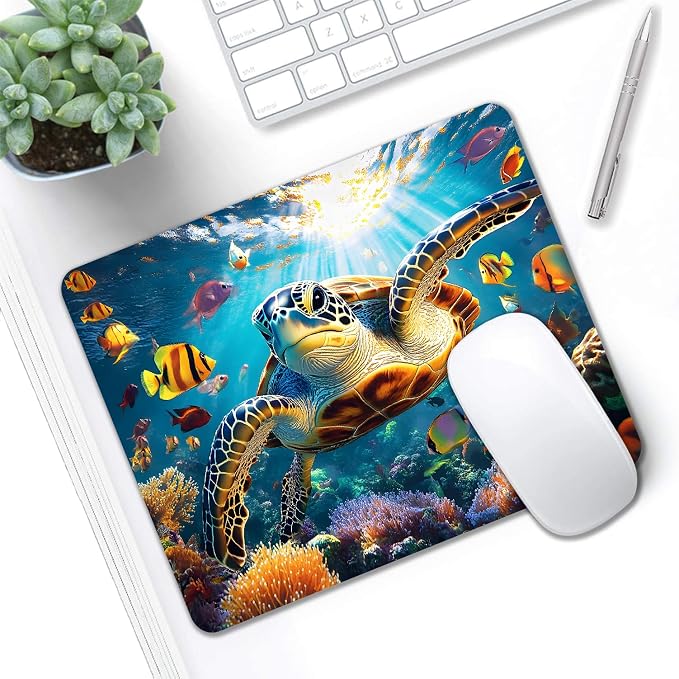 Mouse Pad, Cute Ocean Colorful Turtle Mouse Pads - Image 5