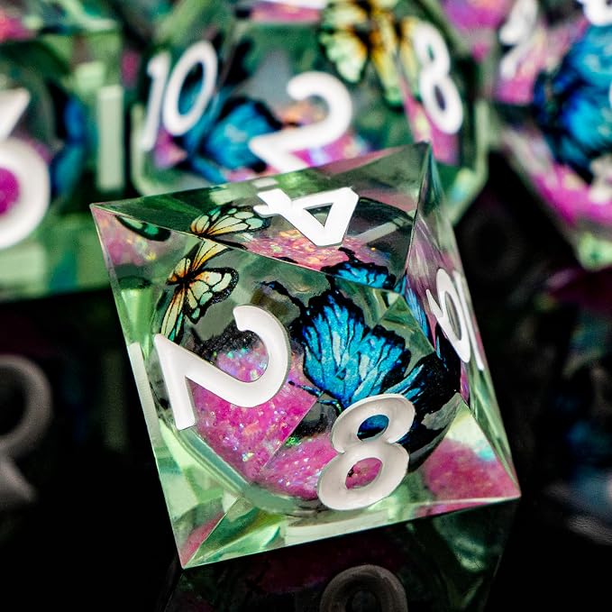 Butterfly DND Dice Pink Liquid Core Dice Set - Image 5