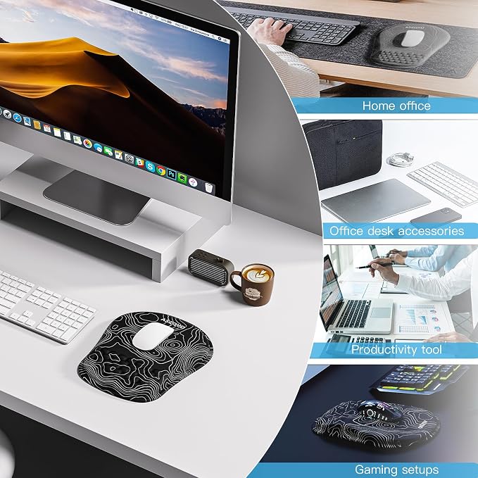 Mouse Pad with Wrist Rest, Ergonomic Mousepads with Wrist Support, Soft Lycra - Image 7