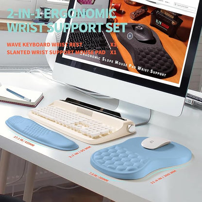 2-in-1 Ergonomic Set, Wave Rise Keyboard Wrist Rest and Massage Bulge Slope - Image 5