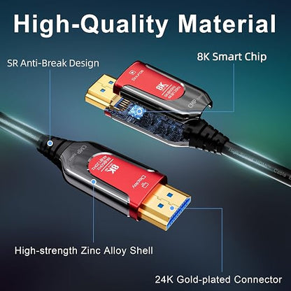 50Ft Plenum Rated HDMI Cable, 8K 48Gbps Fiber Optic Ultra High Speed Long HDMI - Image 6