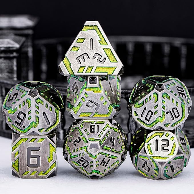 Metal DND Sci-fi Dice Set 7PCS Stripe Polyhedral Dice - Image 2