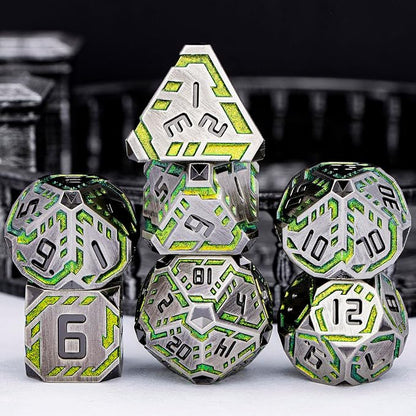 Metal DND Sci-fi Dice Set 7PCS Stripe Polyhedral Dice - Image 2