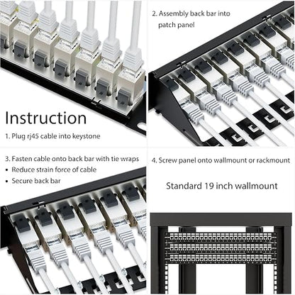 iwillink 10Gbps Patch Panel 24 Port, Shielded RJ45 Through Cat6A Patch Panel - Image 6
