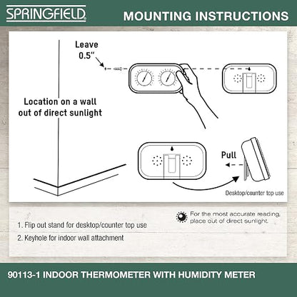 Springfield Color Track Humidity Meter and Indoor Thermometer, Analog Weather - Image 5
