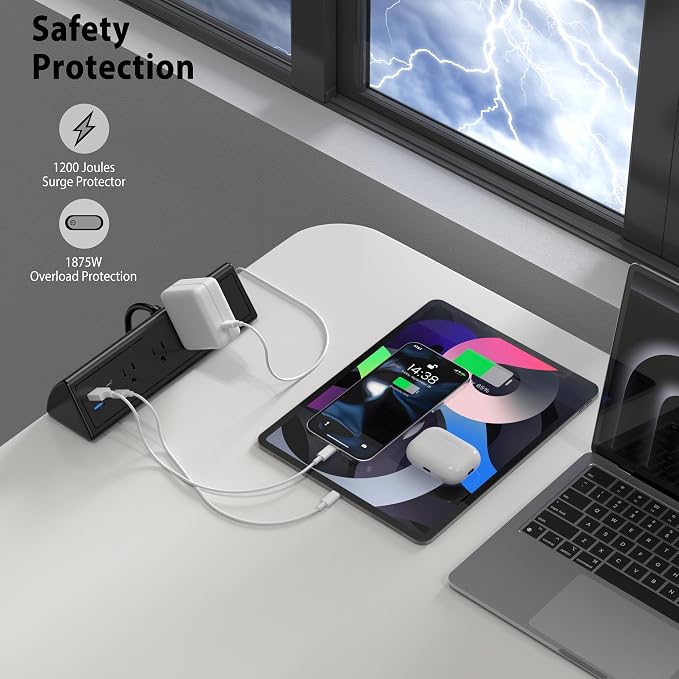 Jgstkcity Desk Clamp Power Strip, 20W Fast Charging Station, Surge Protector - Image 3