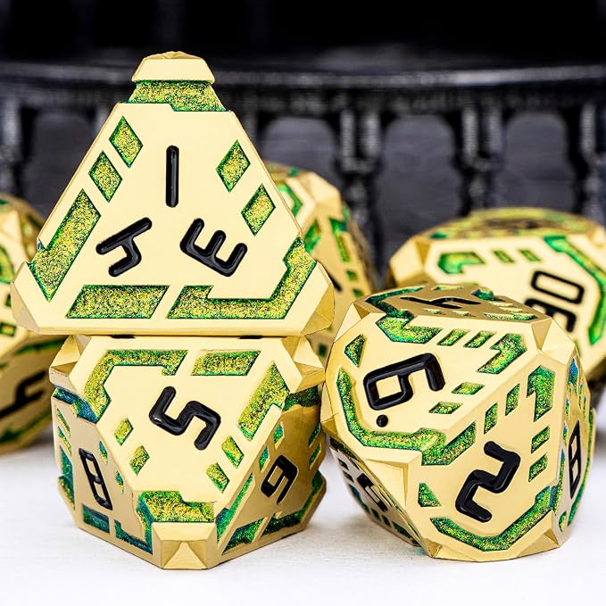 Metal DND Sci-fi Dice Set 7PCS Stripe Polyhedral Dice - Image 6