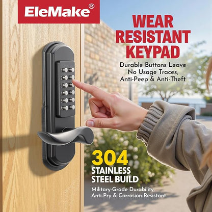 Mechanical Door Lock with Handle, Left Handed Keyless Entry Door Lock with - Image 4