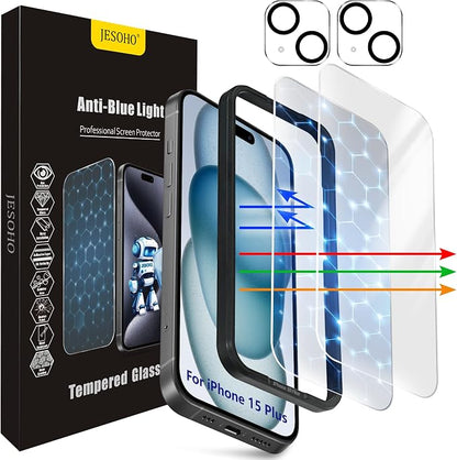 Screen Protector for iPhone 15 Plus, HD Clear, 9H Hardness, No Bubbles by JESOHO