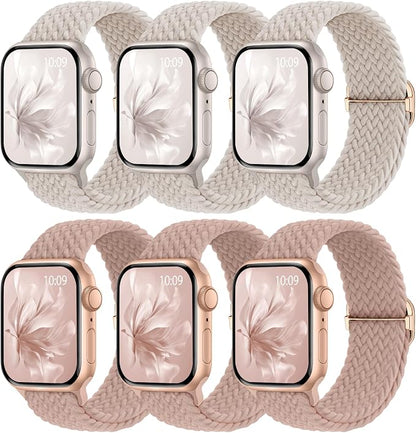 6 Pack Braided Stretchy Bands Compatible by KnossenWatchBand