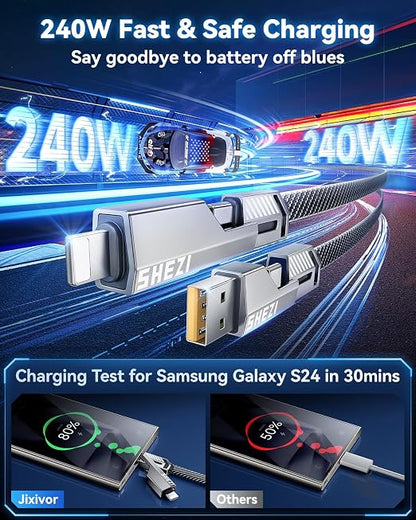 4-in-1 Compatible with USB C to Lightning Cable, 240W High-Speed Charging & - Image 4